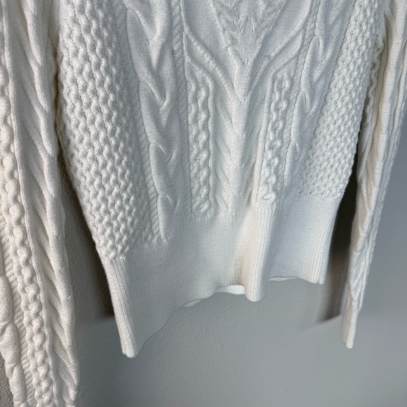 Favorite Daughter Esther Cable Knit Crop Crewneck Sweater Ivory Women’s Small - Picture 6 of 15